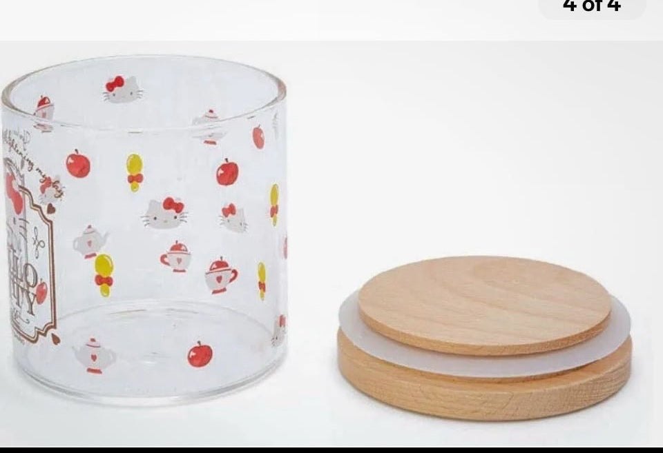 Hello Kitty Sanrio Glass Canister (Winter Tea Time) 10.1 fl oz 3.3×3.3×3.4in
