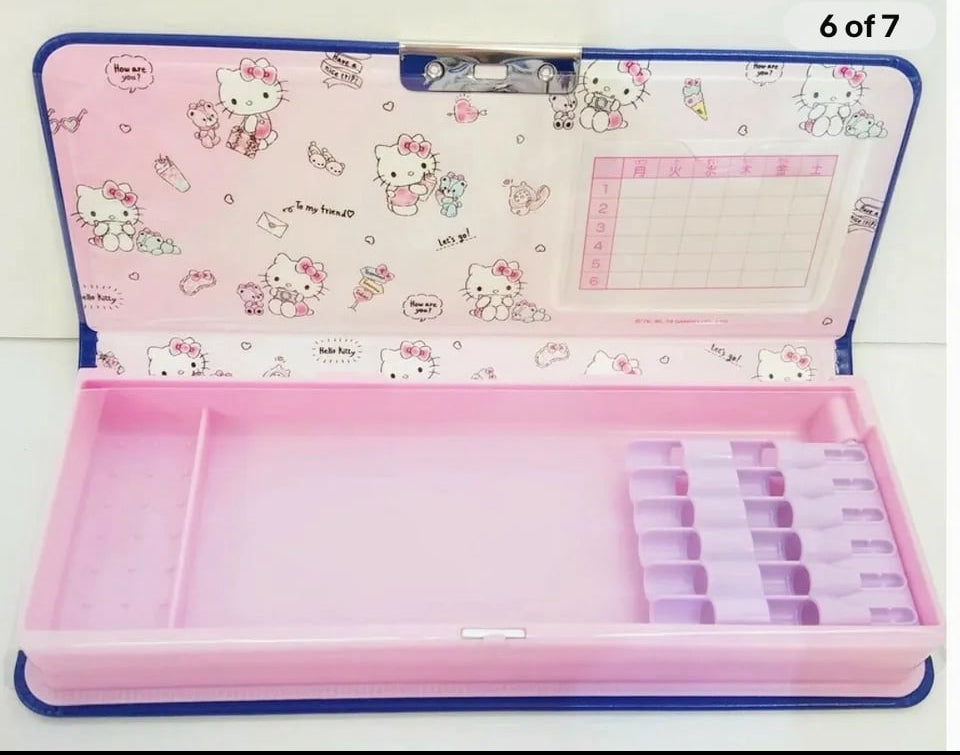 Hello Kitty Sanrio Premium Magnetic Navy Blue Pencil Case