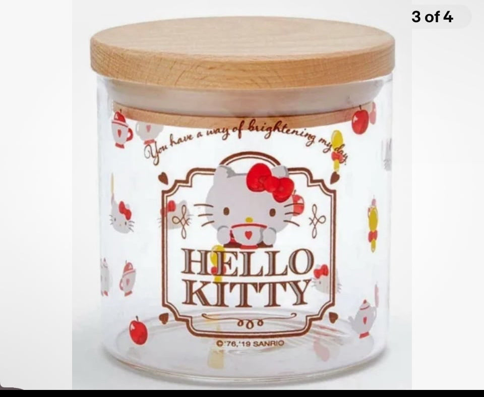 Hello Kitty Sanrio Glass Canister (Winter Tea Time) 10.1 fl oz 3.3×3.3×3.4in
