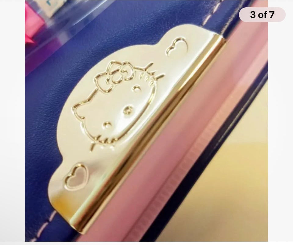 Hello Kitty Sanrio Premium Magnetic Navy Blue Pencil Case