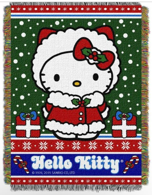 Hello Kitty Northwest Company Christmas Throw with Fringe NEW