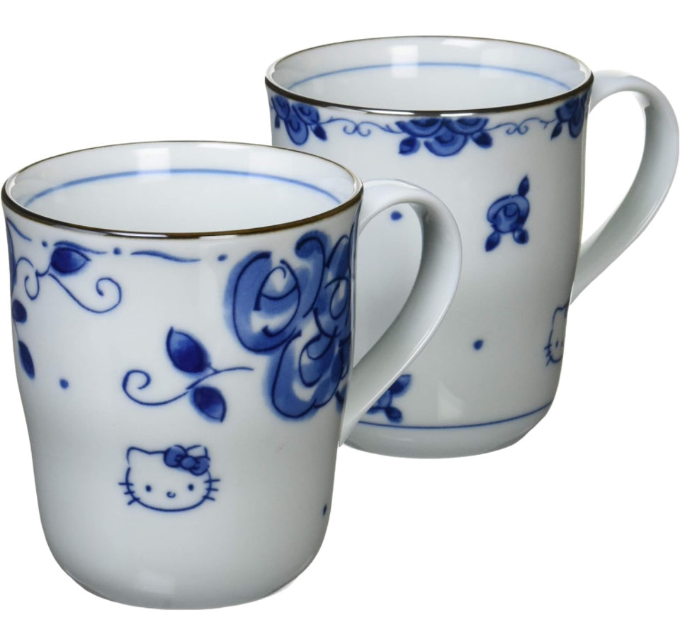 Hello Kitty Twin Set of Blue Collection Elegant Mugs