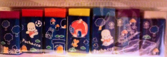 Pochacco Sanrio  mini eraser set of 7  New in sealed package